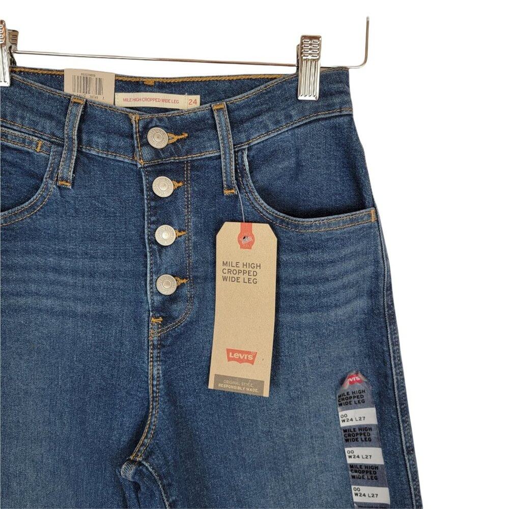 LEVI'S Mile High Cropped Wide Leg Jeans - Size 00 - W24 L27 NEW WITH TAGS - Picture 4 of 7